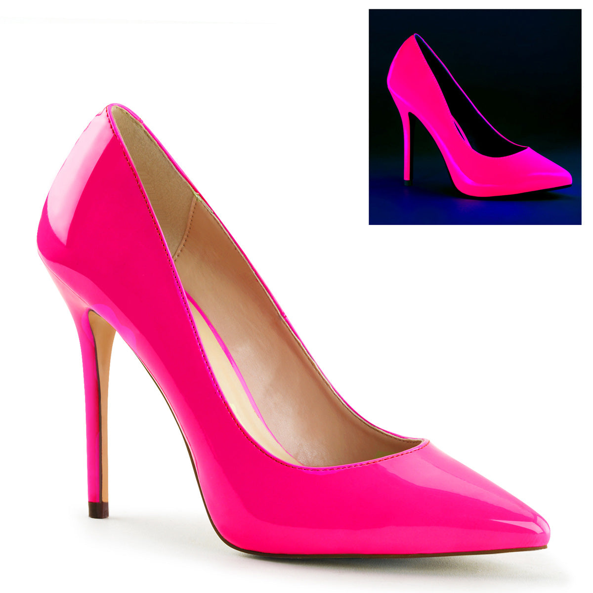 Pleasers Amuse-20 - Neon Fuchsia Pat