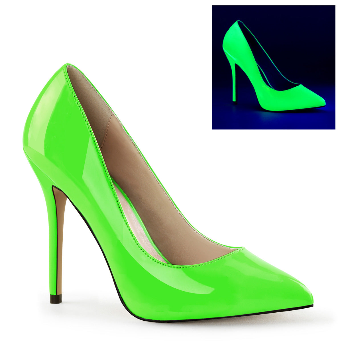 Pleasers Amuse-20 - Neon Green Pat