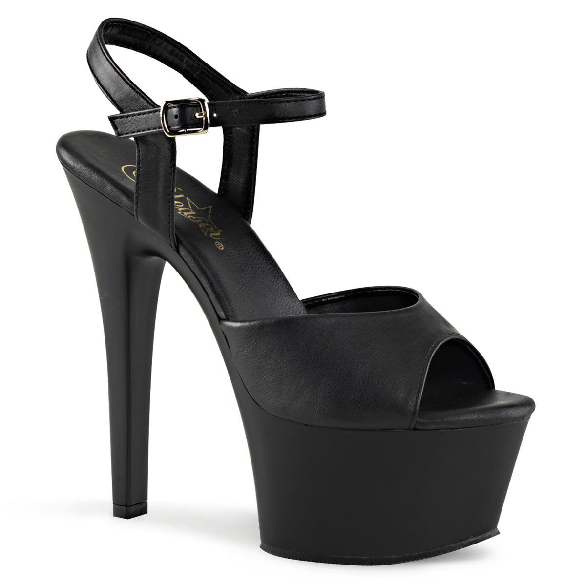 Pleasers Aspire-609 - Blk Faux Leather/Blk Matte