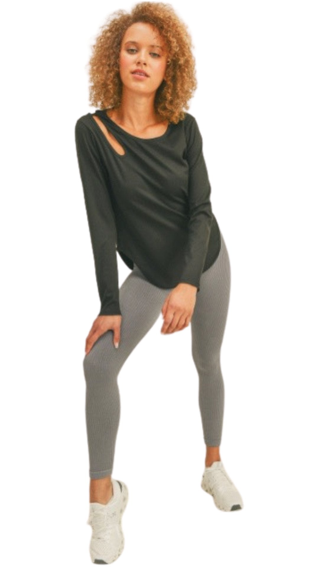 Asymmetrical Long Sleeve Top Black - Model Express Vancouver