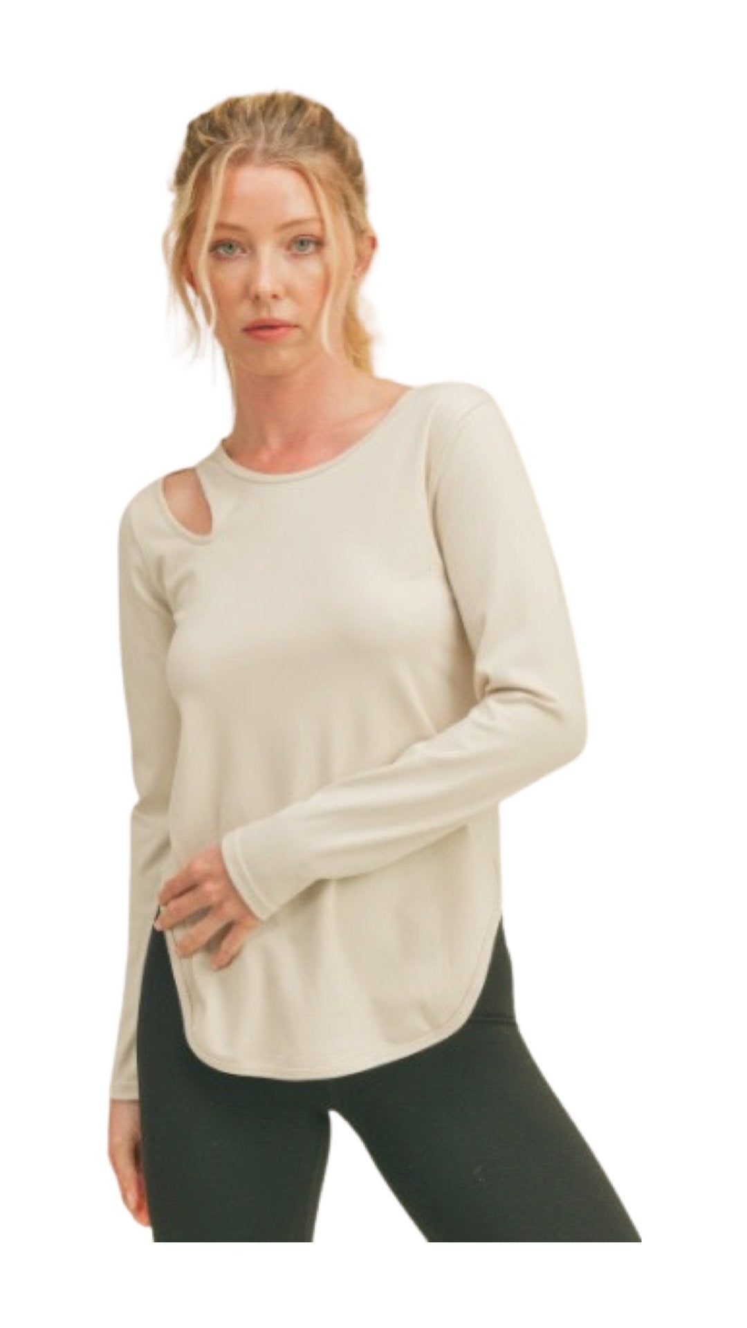 Asymmetrical Long Sleeve Top Cream - Model Express Vancouver