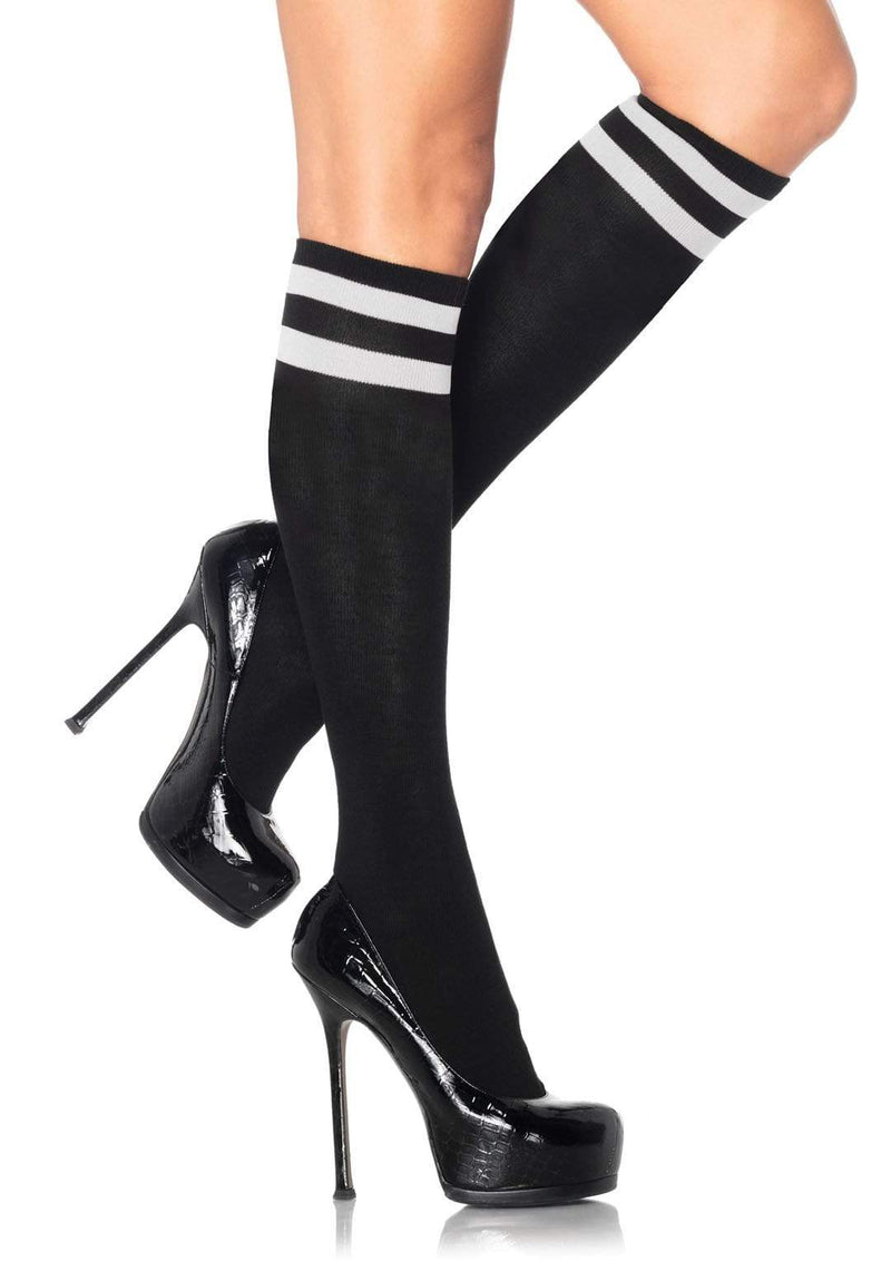 Athletic Knee Highs Black/White - Model Express VancouverHosiery