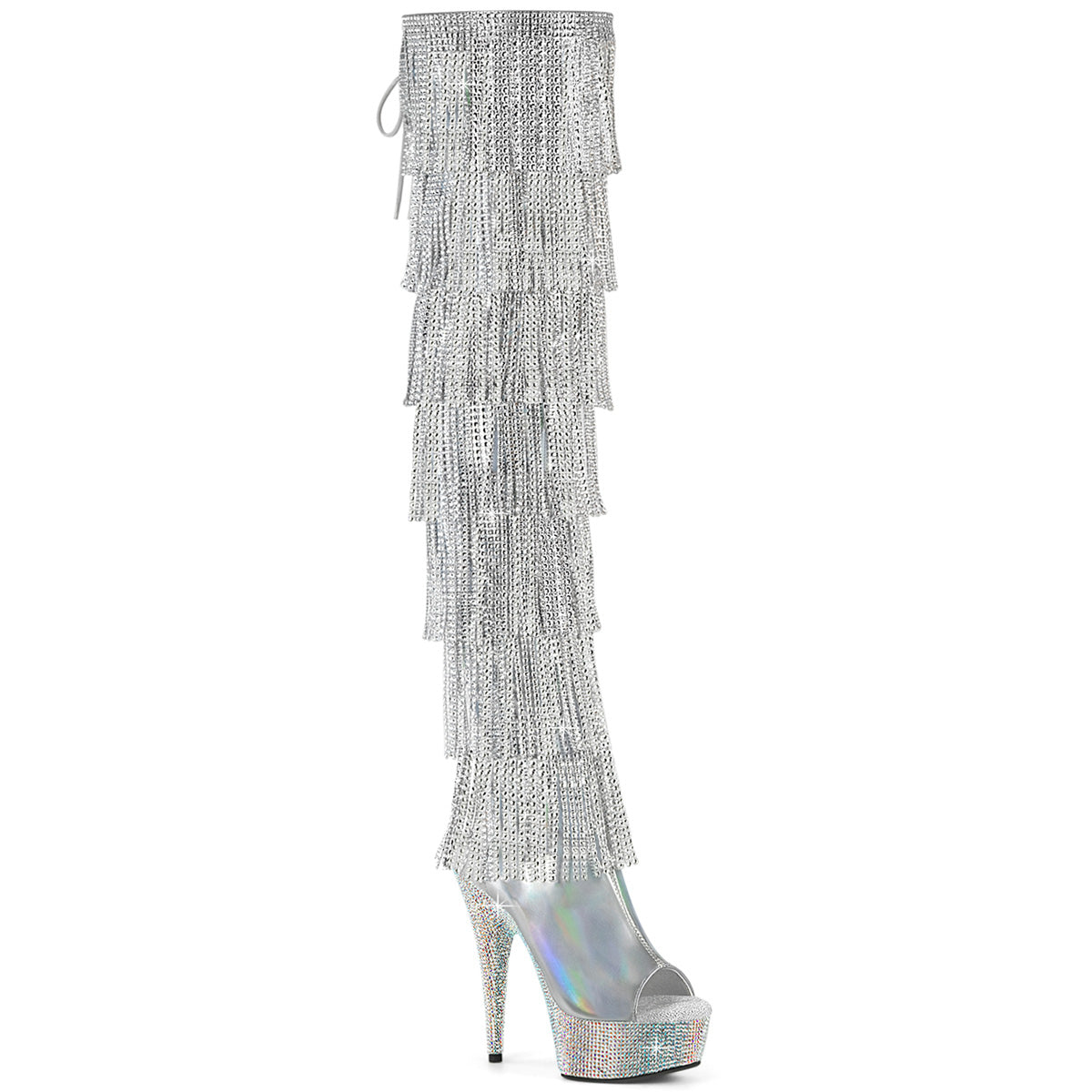 Pleasers Bejeweled-3017Hg-Rsf - Slv Holo Metallic Pu/Slv AB RS