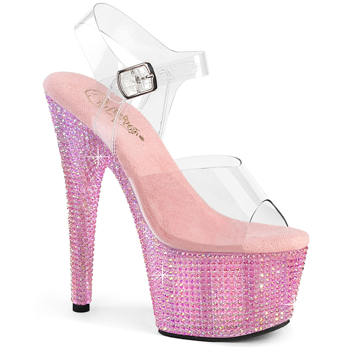 Pleasers Bejeweled-708Rrs - Clr/B. Pink RS