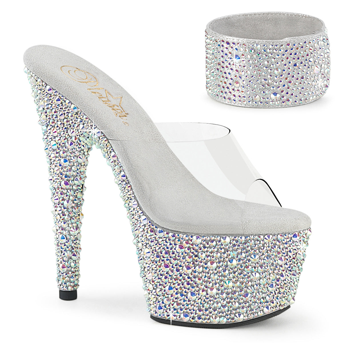 Pleasers Bejeweled-712Ms - Clr/Slv AB RS