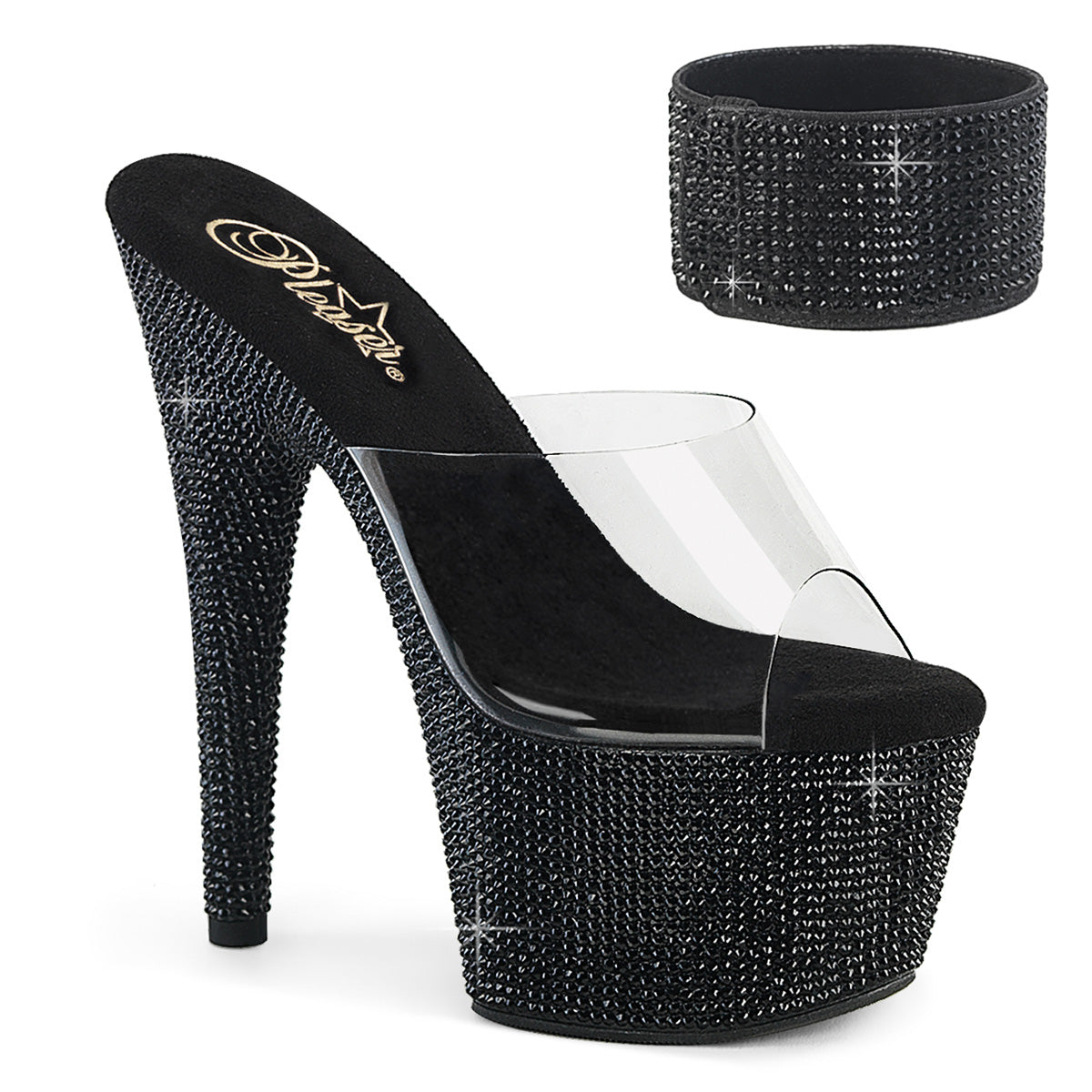 Pleasers Bejeweled-712Rs - Clr/Blk RS