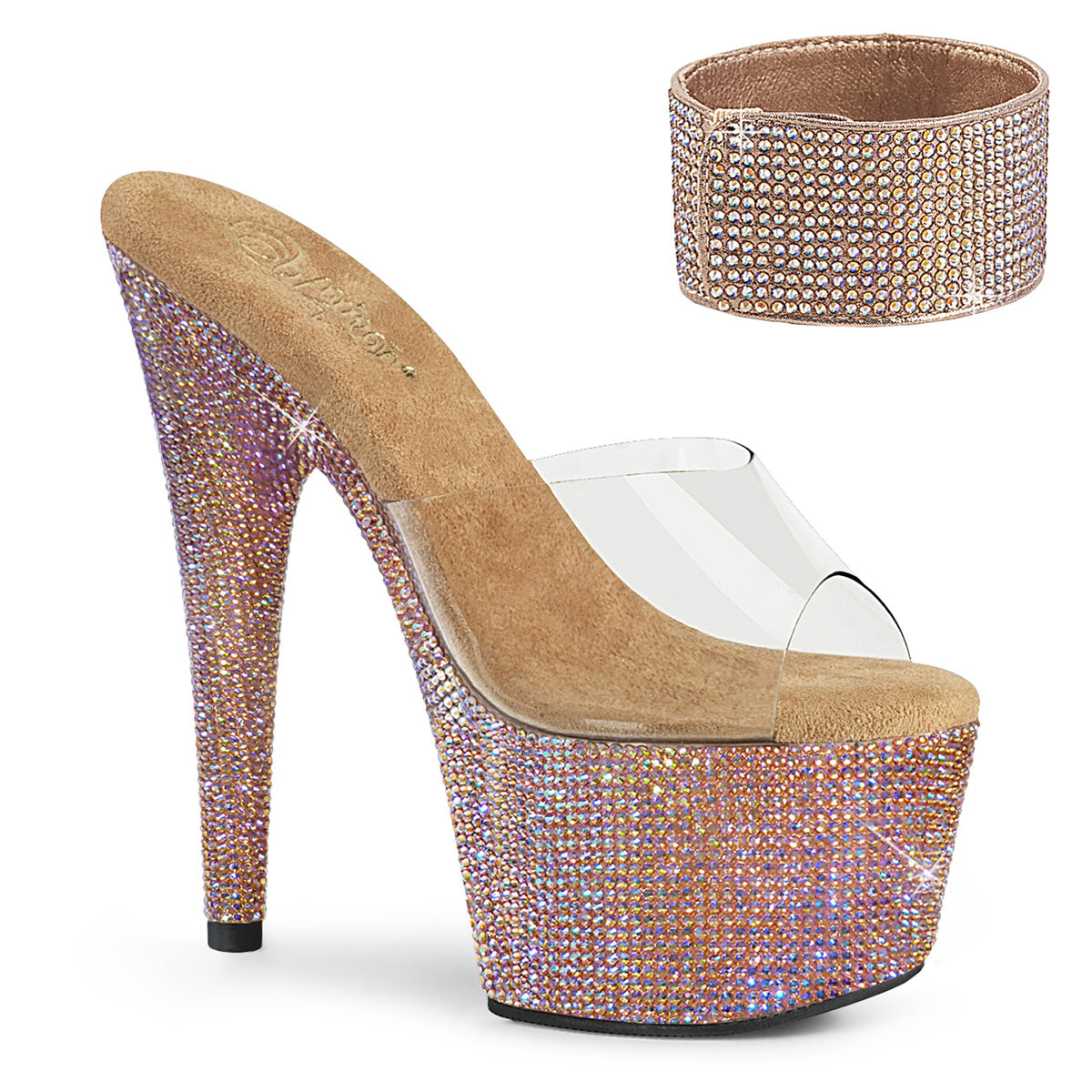 Pleasers Bejeweled-712Rs - Clr/Rose Gold Multi RS