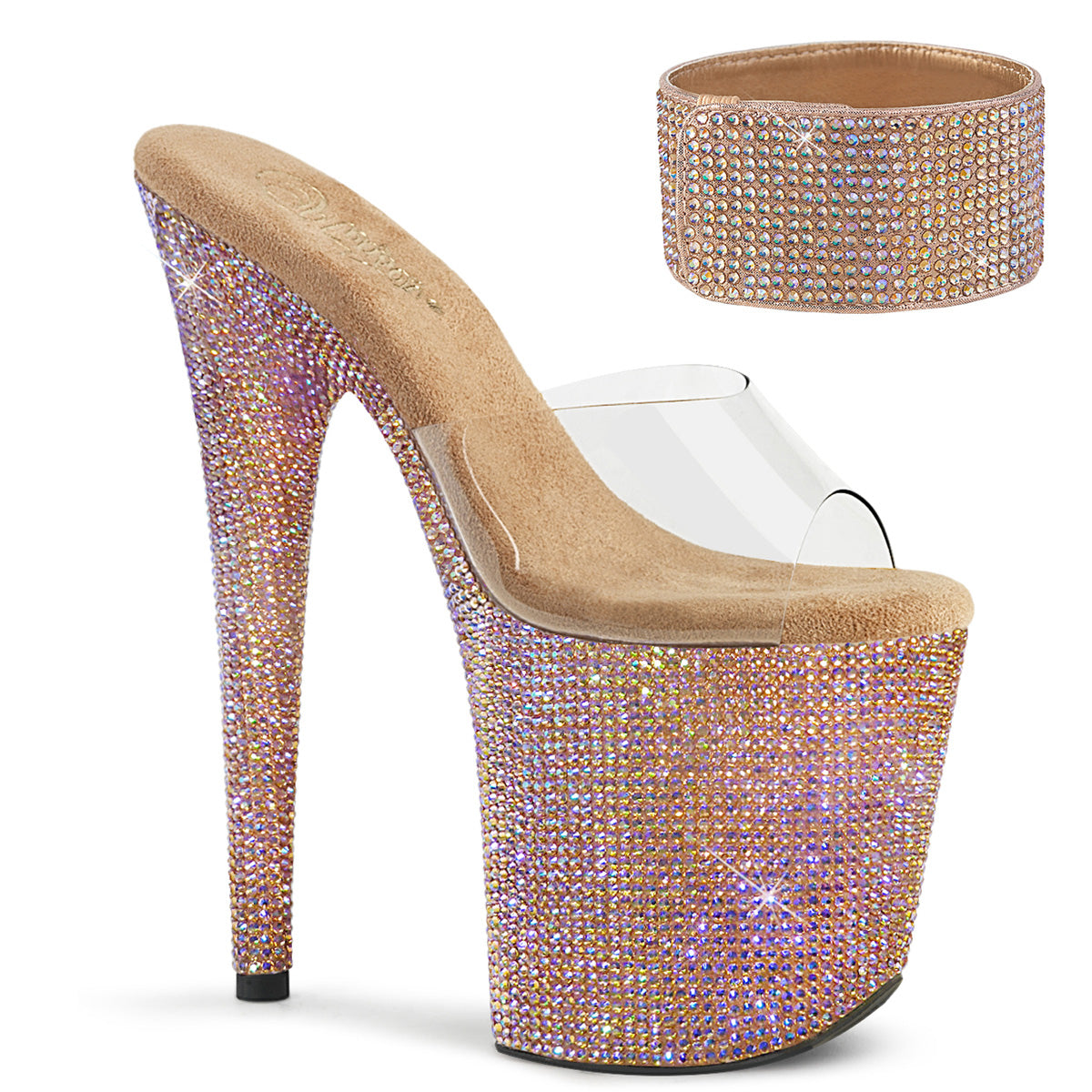 Pleasers Bejeweled-812Rs - Clr/Rose Gold Multi RS