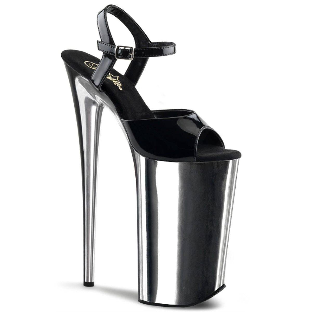 Pleasers Beyond-009 - Blk/Slv Chrome