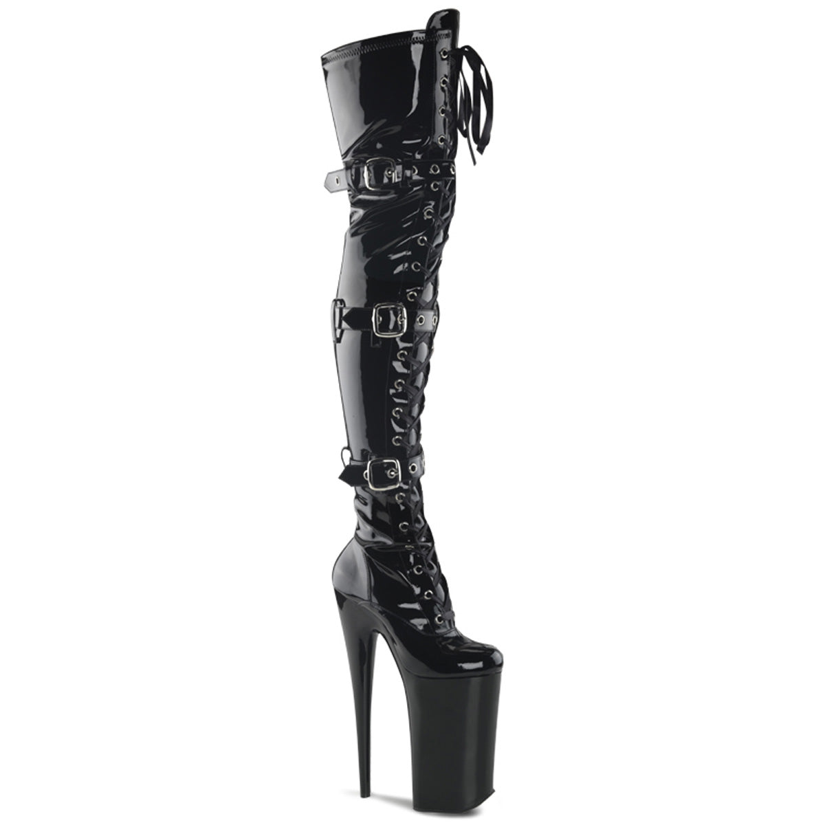 Pleasers Beyond-3028 - Blk Str Pat/Blk