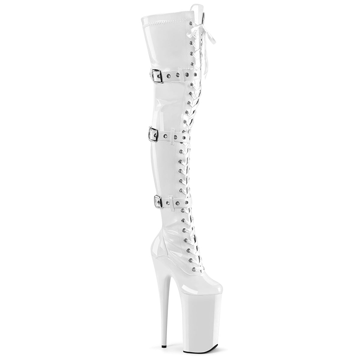 Pleasers Beyond-3028 - Wht Str Pat/Wht