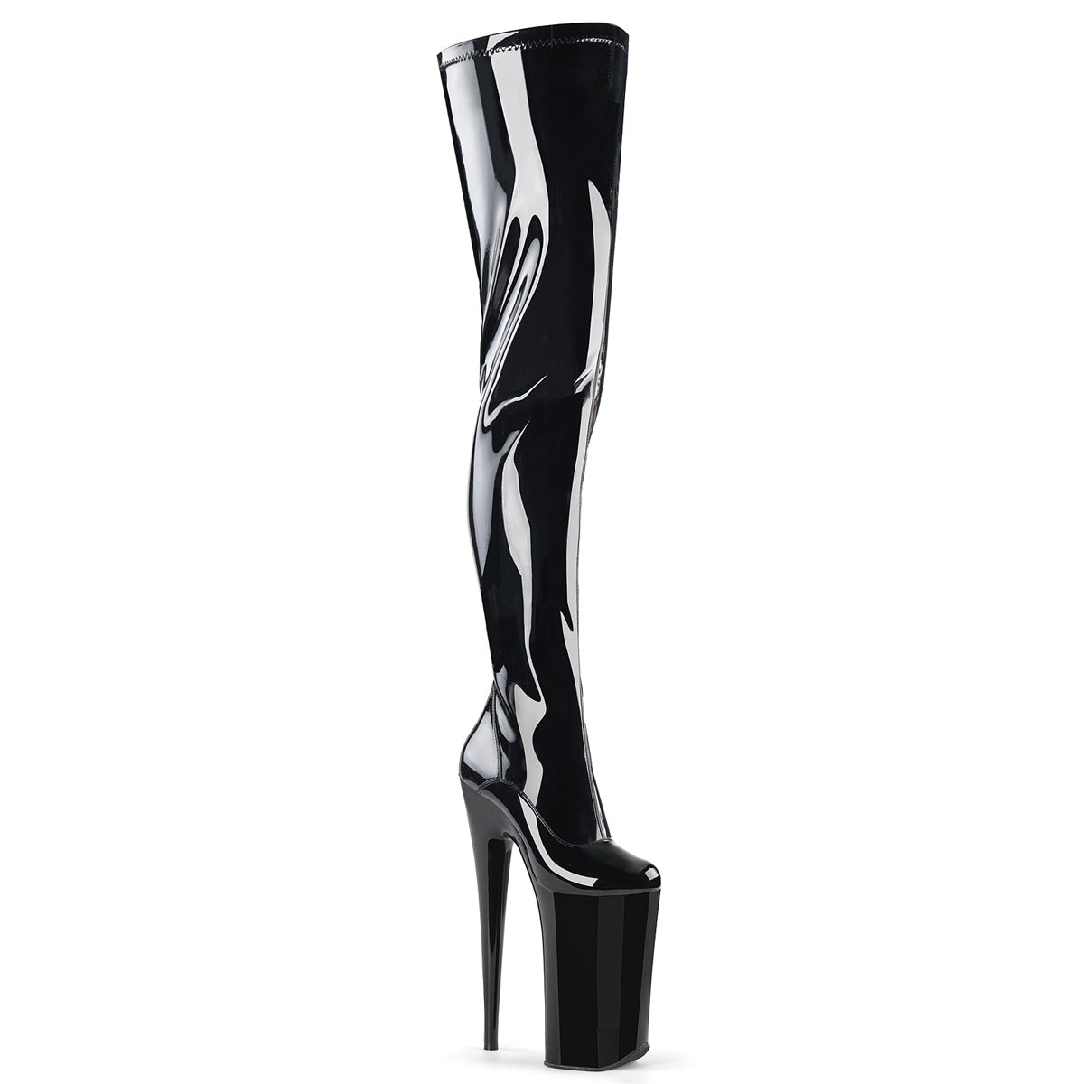 Pleasers Beyond-4000 - Blk Stretch Pat/Blk