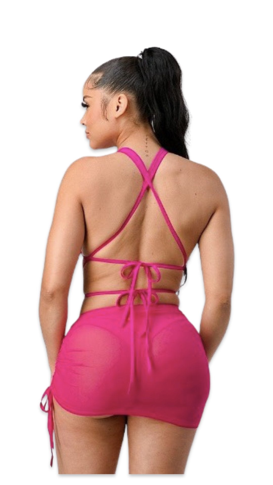 Bikini Set with Skirt Neon Pink - Model Express VancouverLingerie