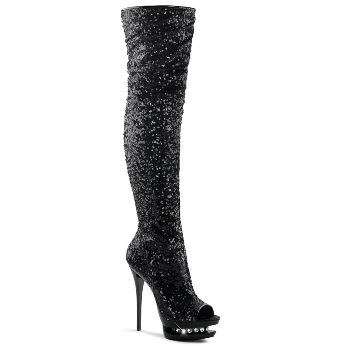 Pleasers Blondie-R-3011 - Blk Sequins/Blk