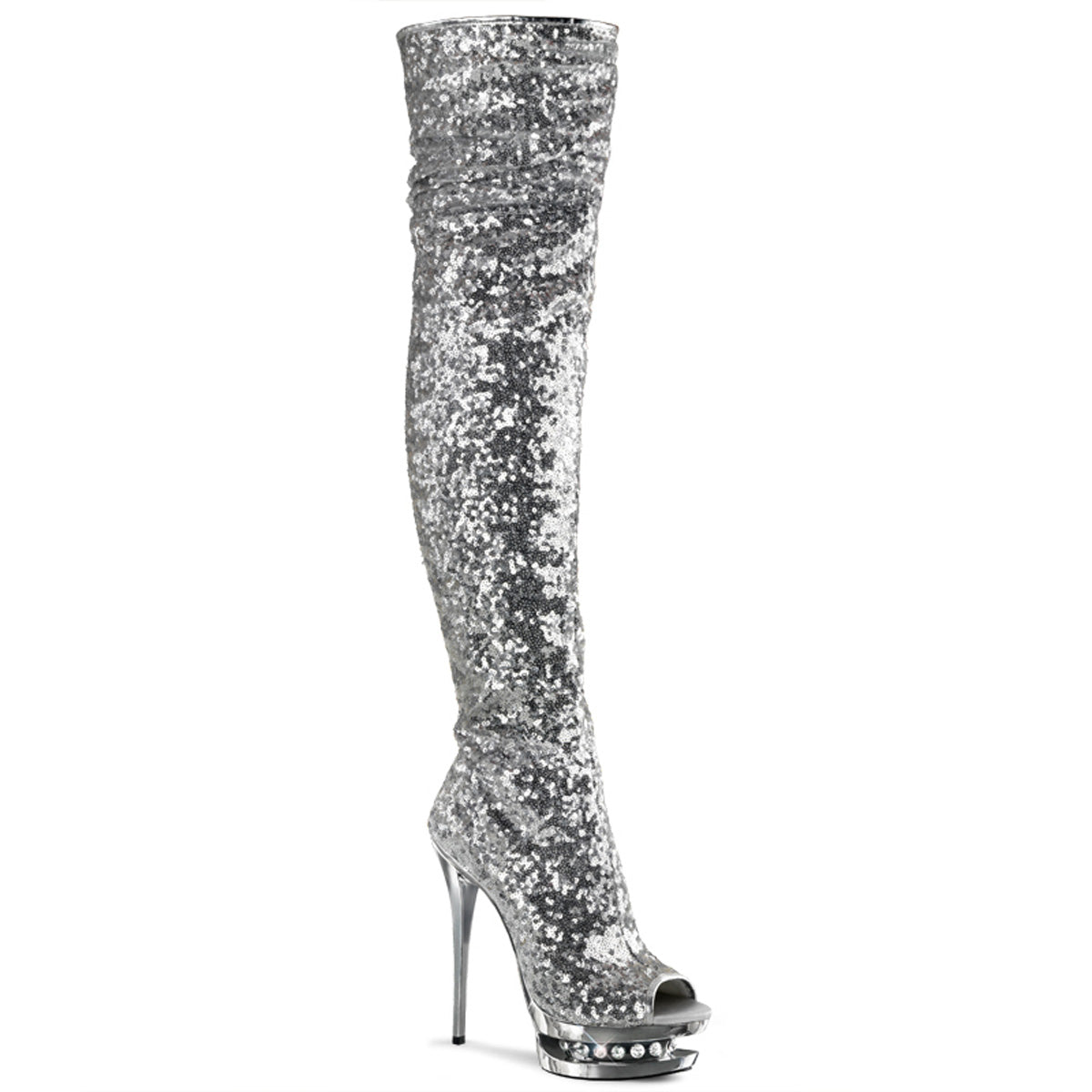 Pleasers Blondie-R-3011 - Slv Sequins/Slv Chrome