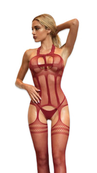 Bodystocking with Cut Outs Burgundy - Model Express VancouverLingerie