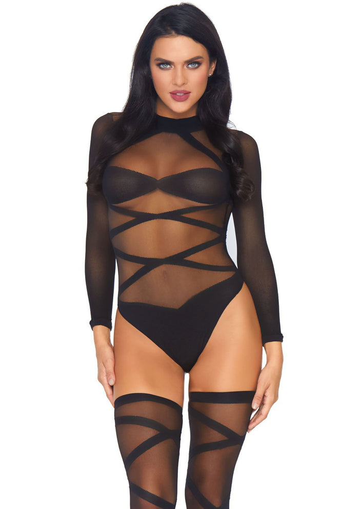 Bodysuit and Thigh High Black - Model Express VancouverLingerie