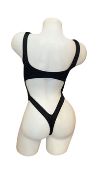 Bralette Top Thong Back Bodysuit Black - Model Express VancouverBikini