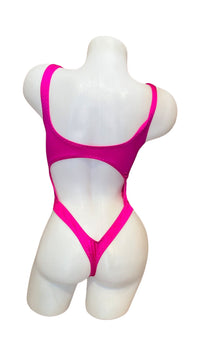 Bralette Top Thong Back Bodysuit Fuchsia - Model Express VancouverBikini