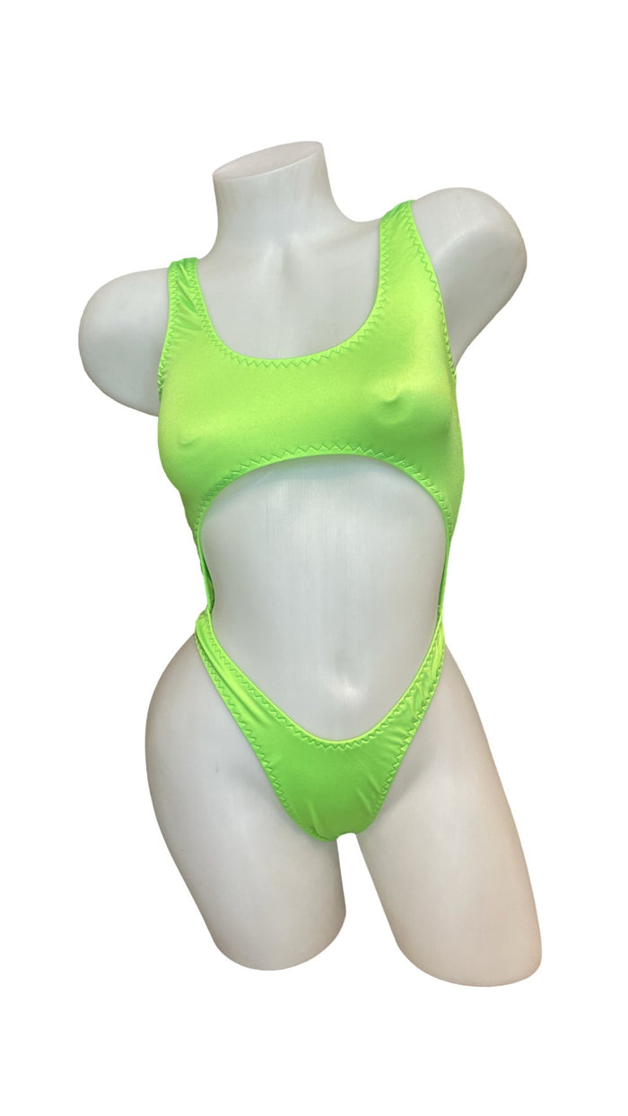 Bralette Top Thong Back Bodysuit Neon Green - Model Express VancouverBikini