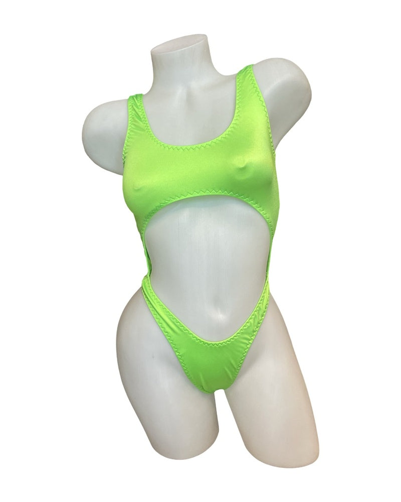 Bralette Top Thong Back Bodysuit Neon Green - Model Express Vancouver
