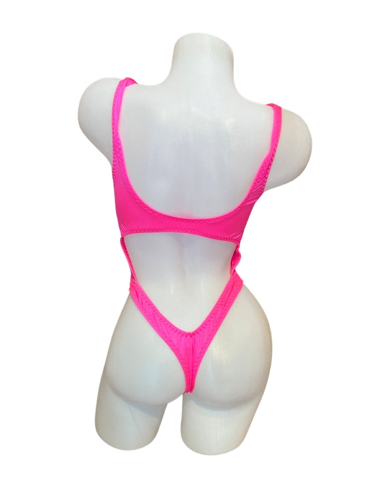 Bralette Top Thong Back Bodysuit Neon Pink - Model Express Vancouver