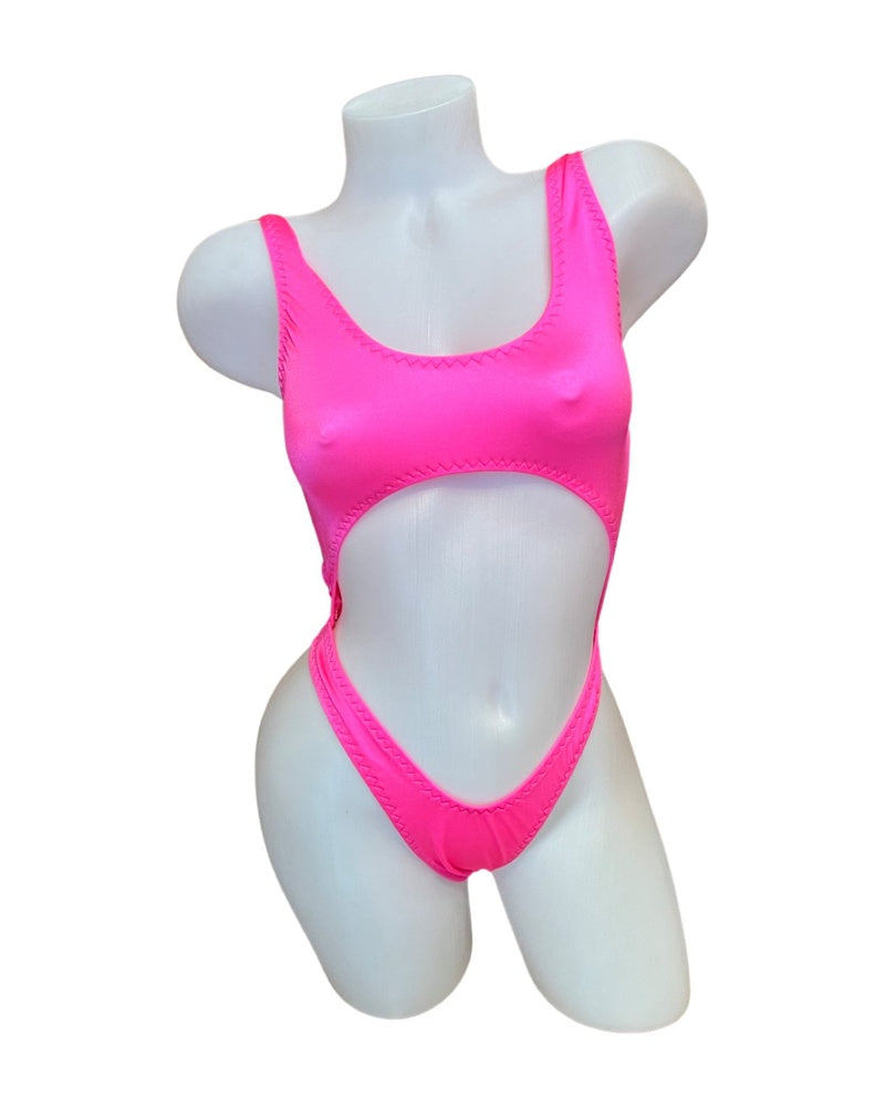 Bralette Top Thong Back Bodysuit Neon Pink - Model Express Vancouver