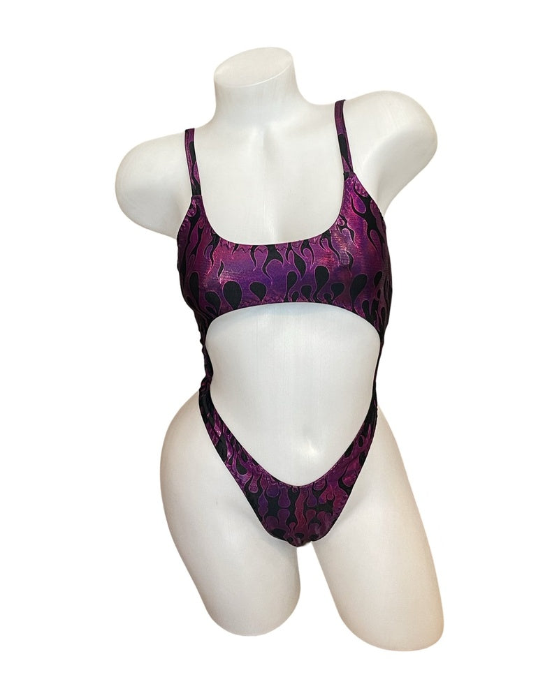 Bralette Top Thong Back Bodysuit Pink Flames - Model Express Vancouver