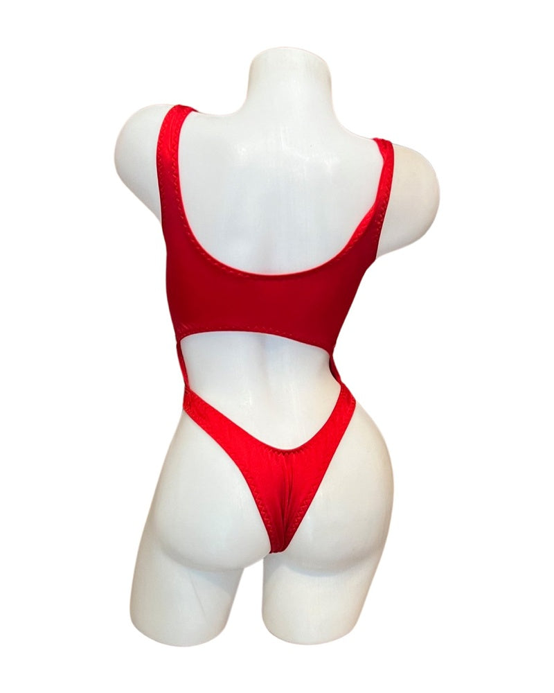 Bralette Top Thong Back Bodysuit Red - Model Express Vancouver