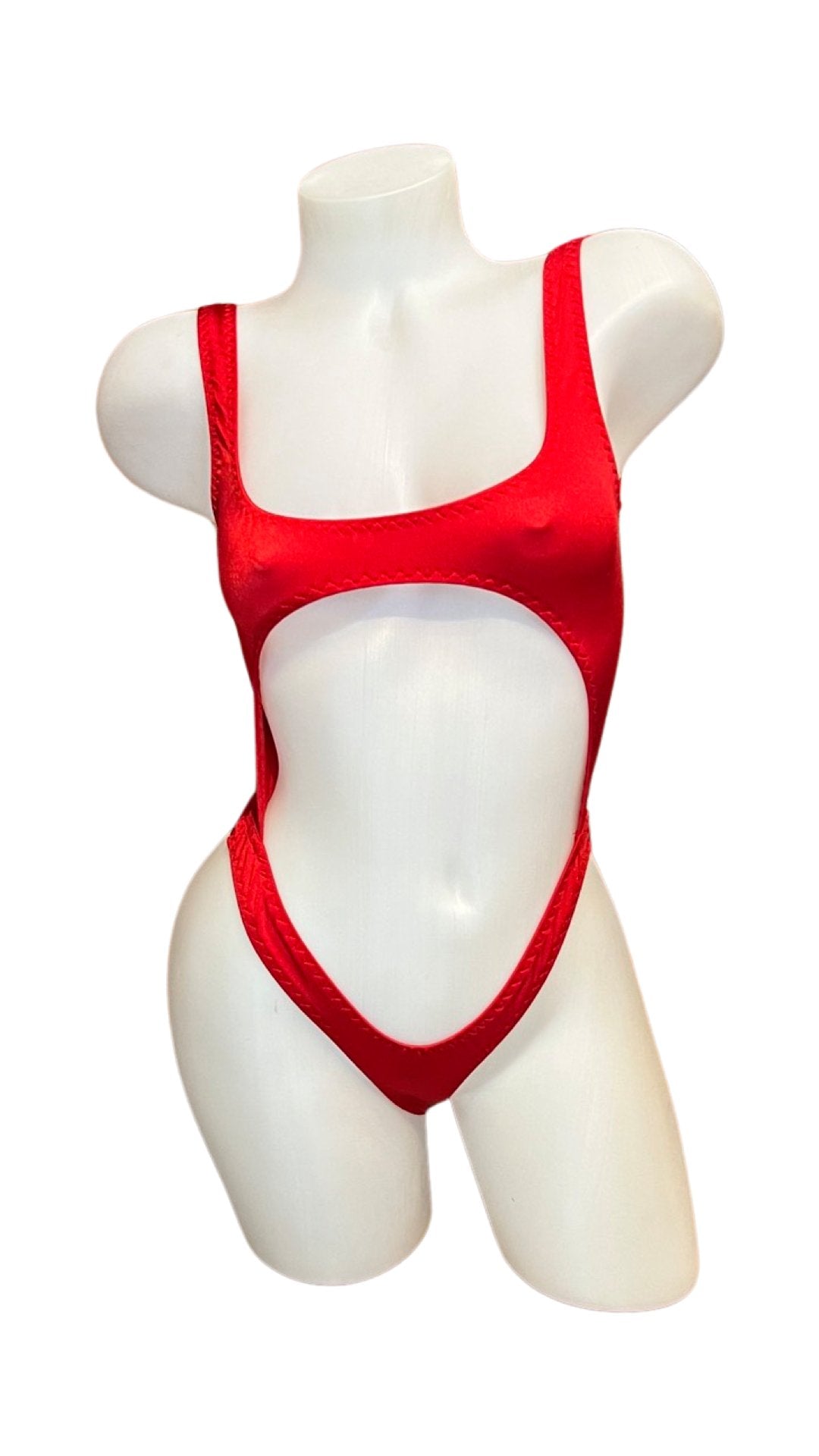 Bralette Top Thong Back Bodysuit Red - Model Express VancouverBikini