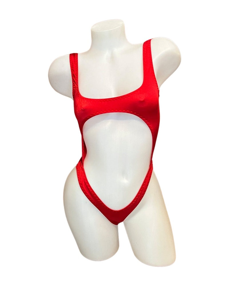 Bralette Top Thong Back Bodysuit Red - Model Express Vancouver