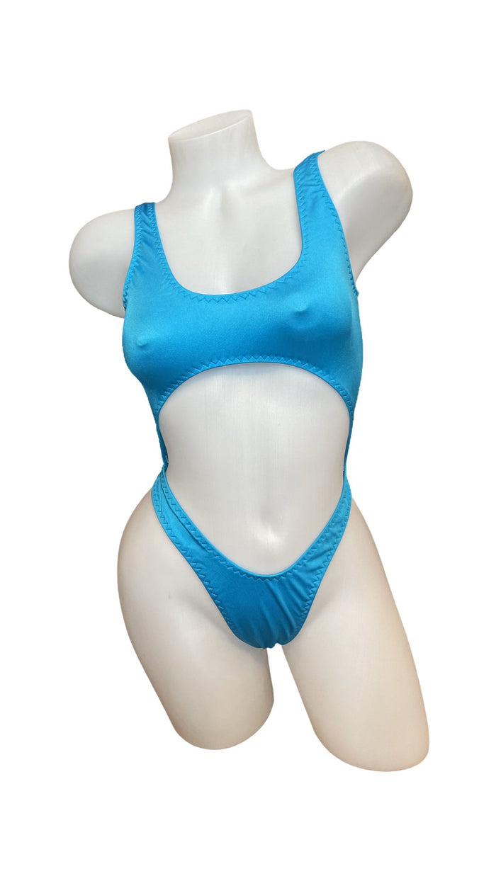 Bralette Top Thong Back Bodysuit Turquoise - Model Express VancouverBikini