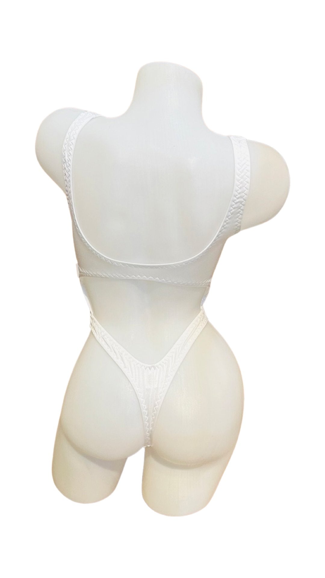 Bralette Top Thong Back Bodysuit White - Model Express VancouverBikini