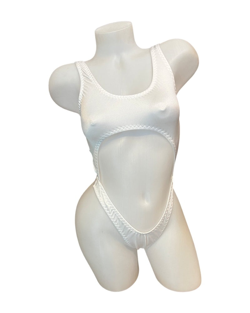 Bralette Top Thong Back Bodysuit White - Model Express Vancouver