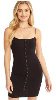 Button Down Dress - Black - Model Express VancouverClothing