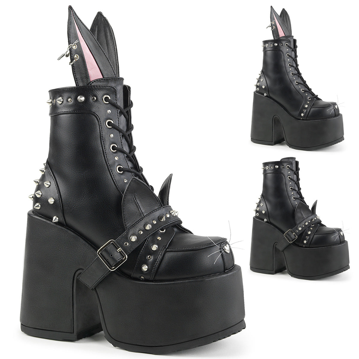 Demonia Camel-202 - Blk Vegan Leather