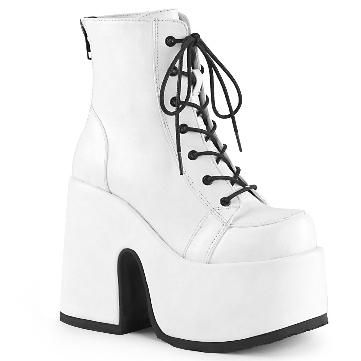 Demonia Camel-203 - Wht Vegan Leather