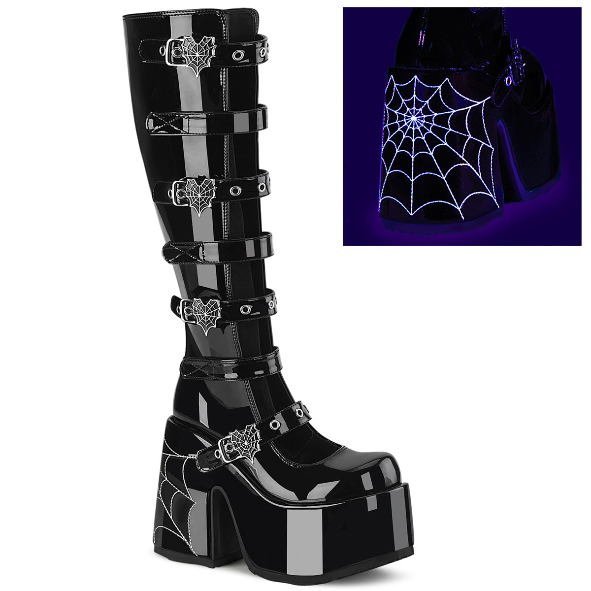 Demonia Camel-223 - Blk Pat