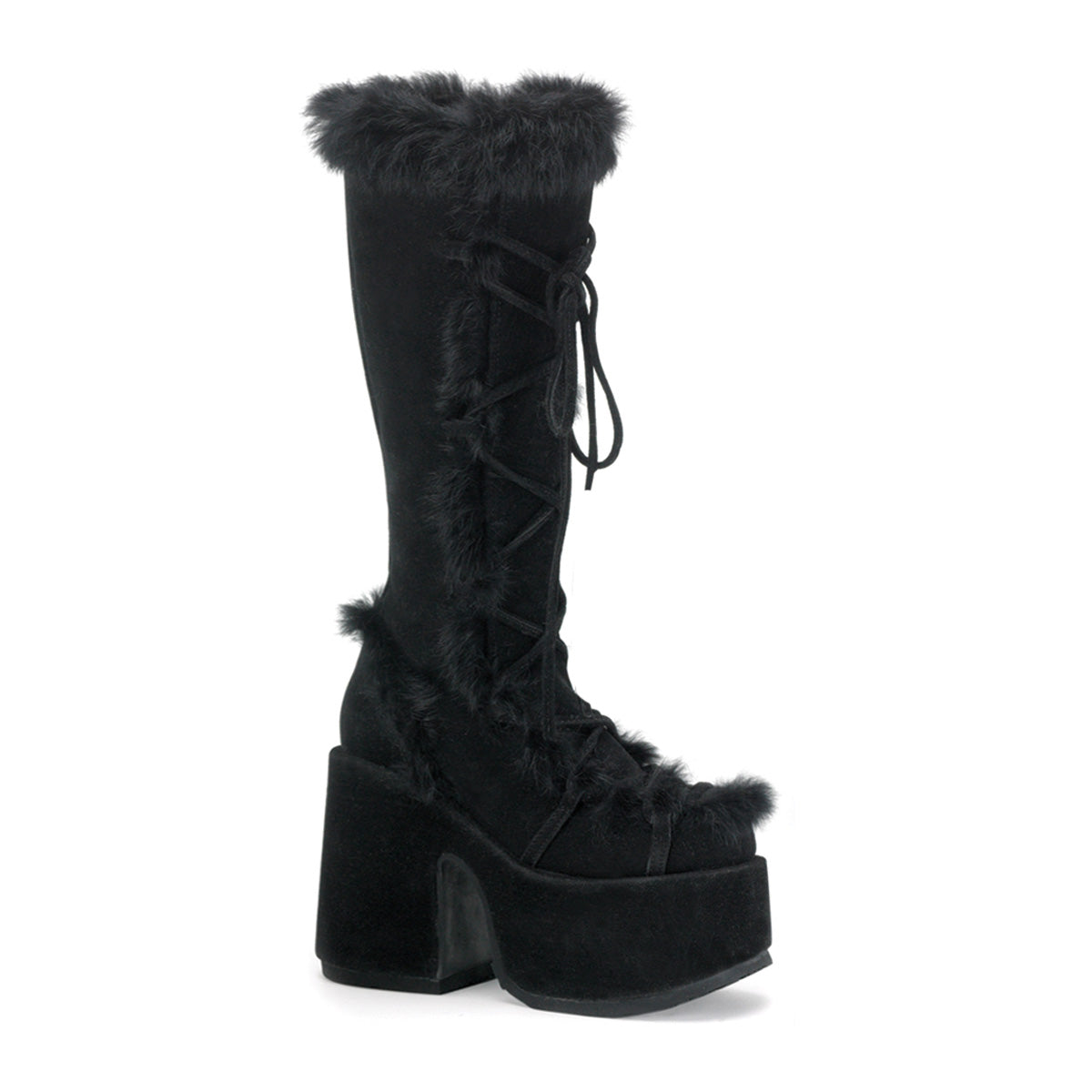 Demonia Camel-311 - Blk Vegan Suede
