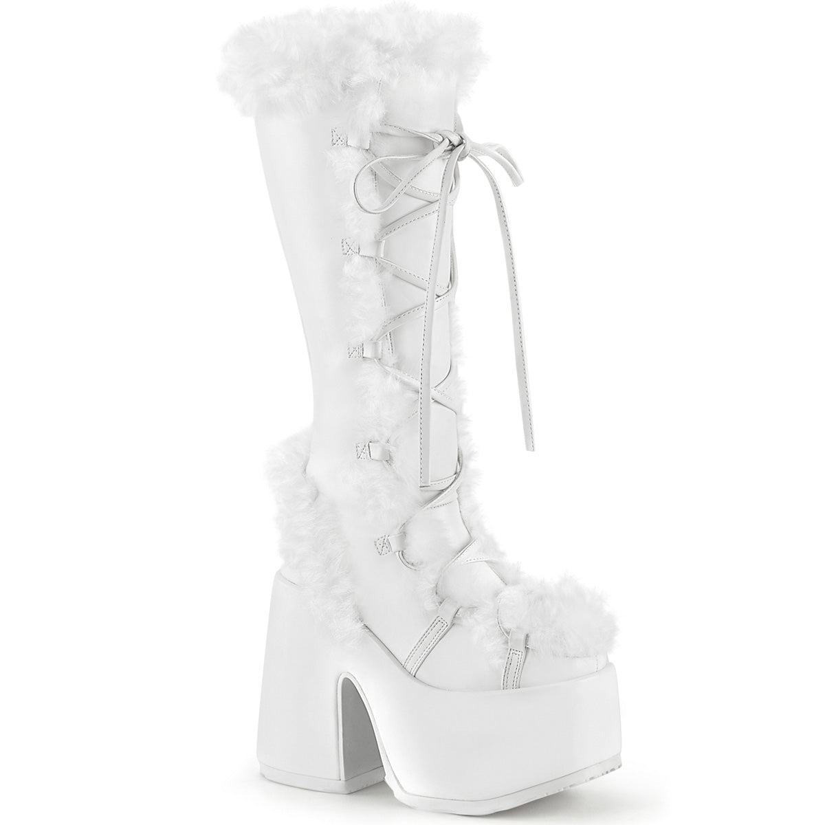 Demonia Camel-311 - Wht Vegan Leather