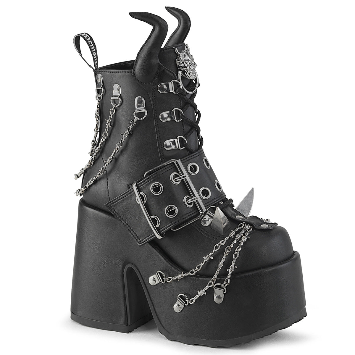 Demonia Camel-64 - Blk Vegan Leather