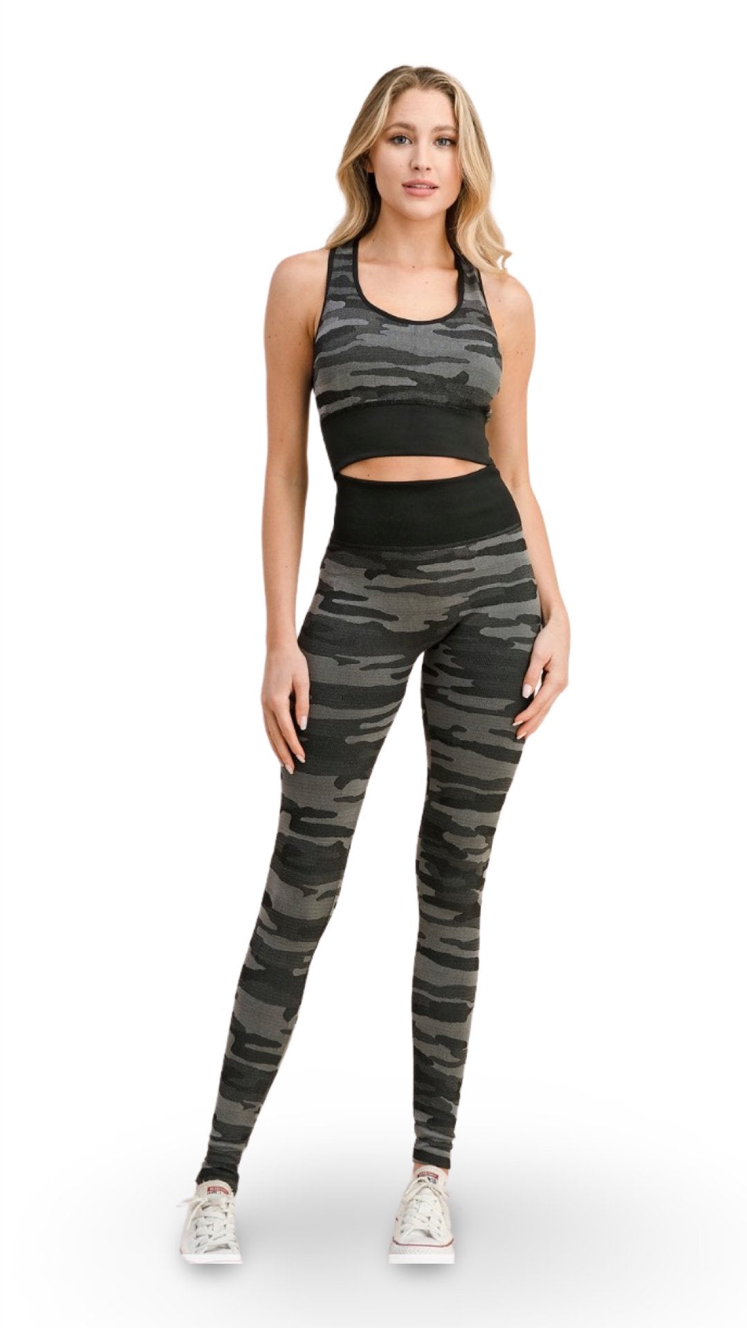 Camo Bra and Pant Set Grey - Model Express Vancouver