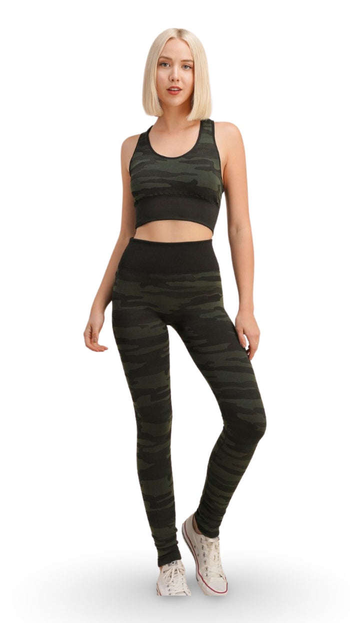 Camo Bra and Pant Set Olive - Model Express Vancouver