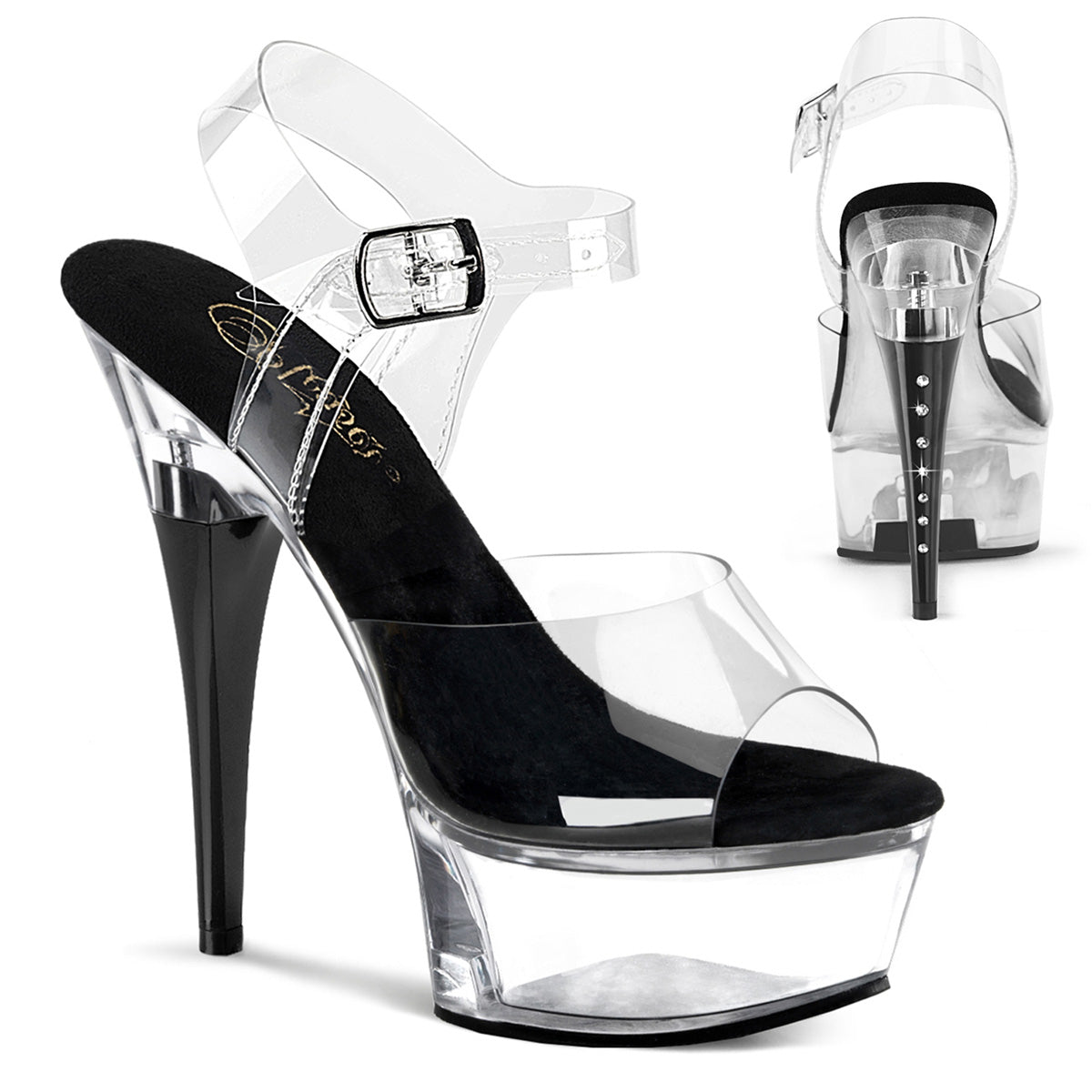 Pleasers Captiva-608 - Clr-Blk/Clr