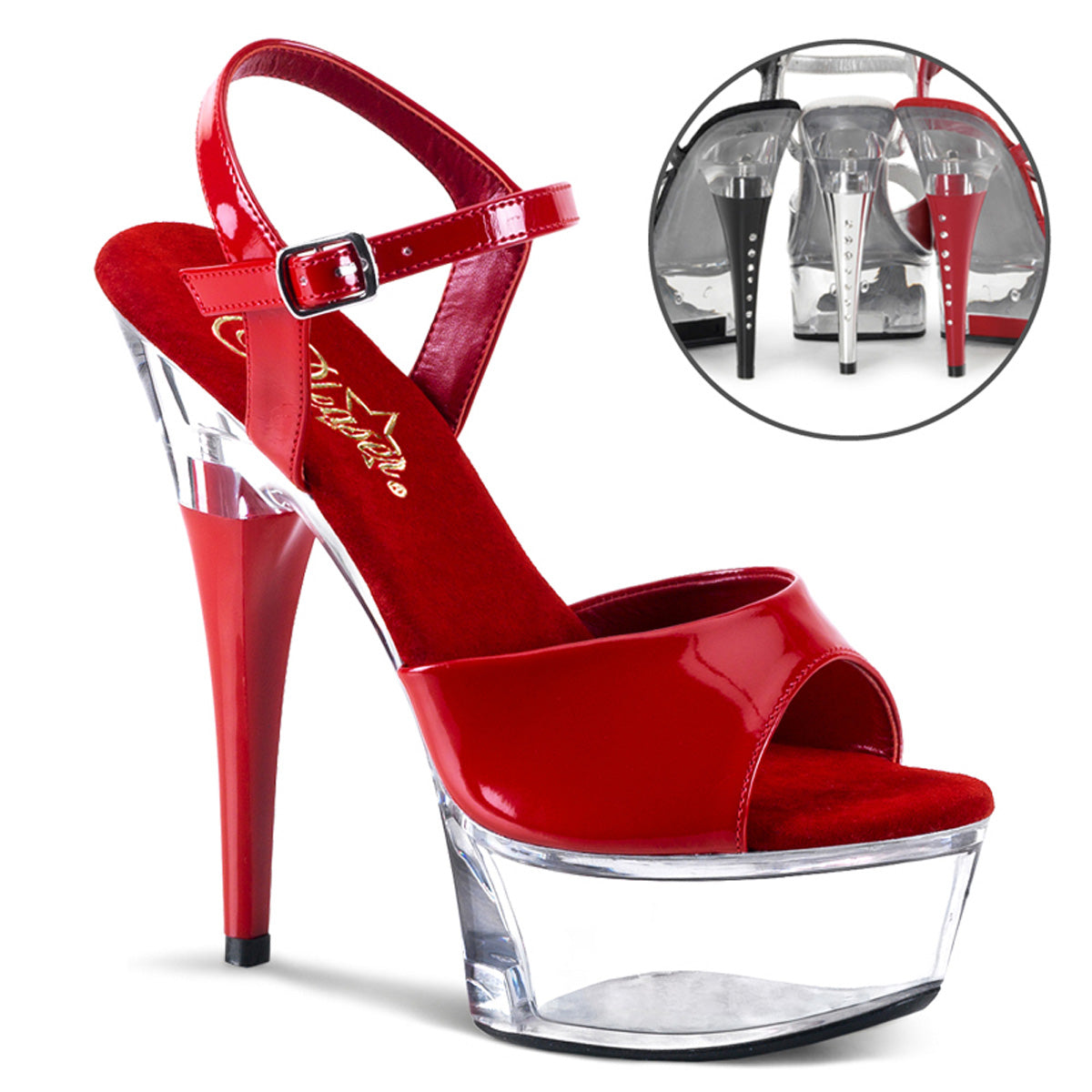 Pleasers Captiva-609 - Red Pat/Clr