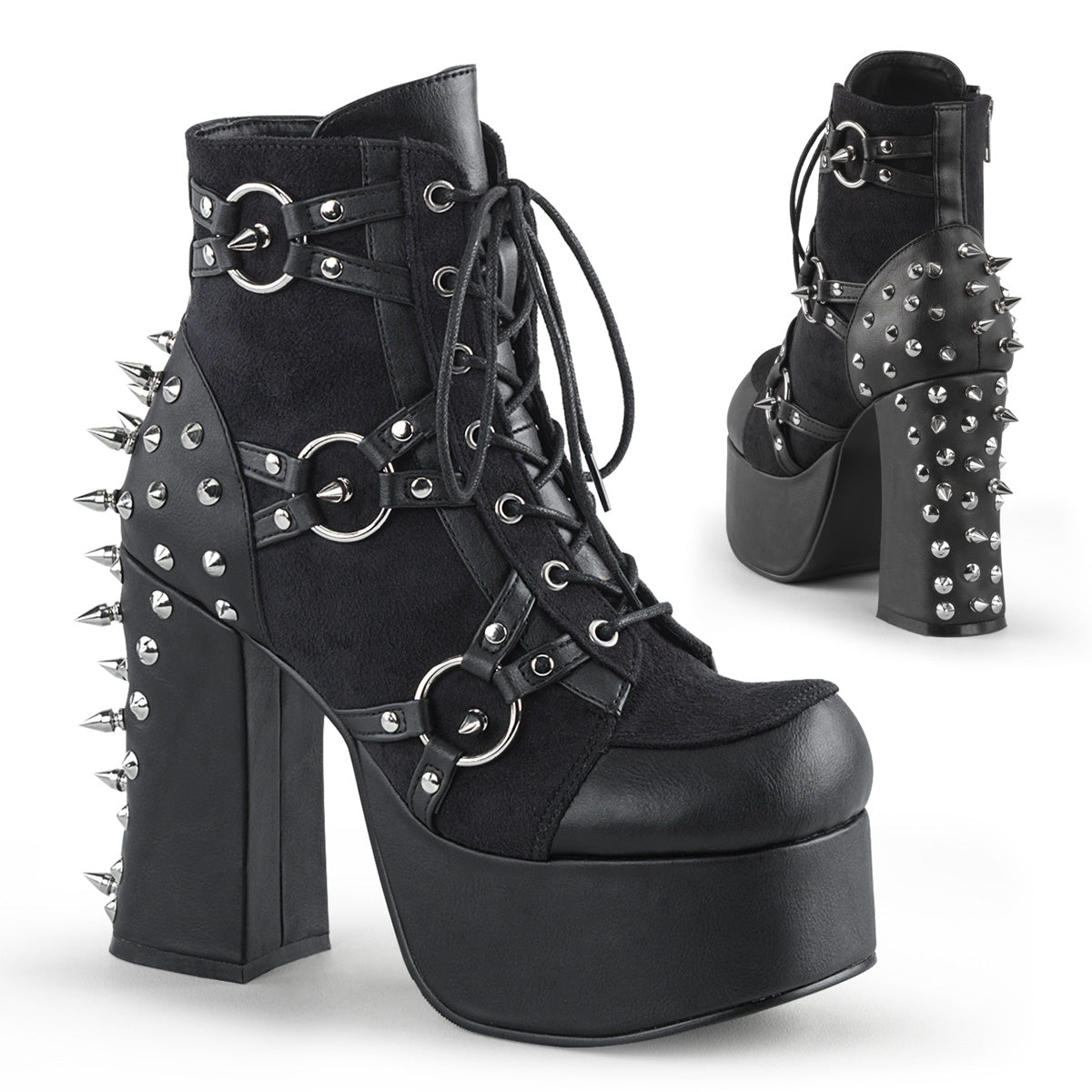 Demonia Charade-100 - Blk Vegan Leather-Suede