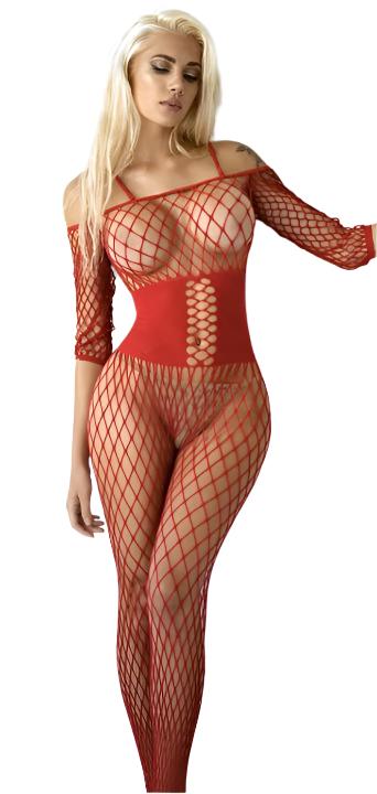 Corset Fishnet Bodystocking Red - Model Express VancouverLingerie