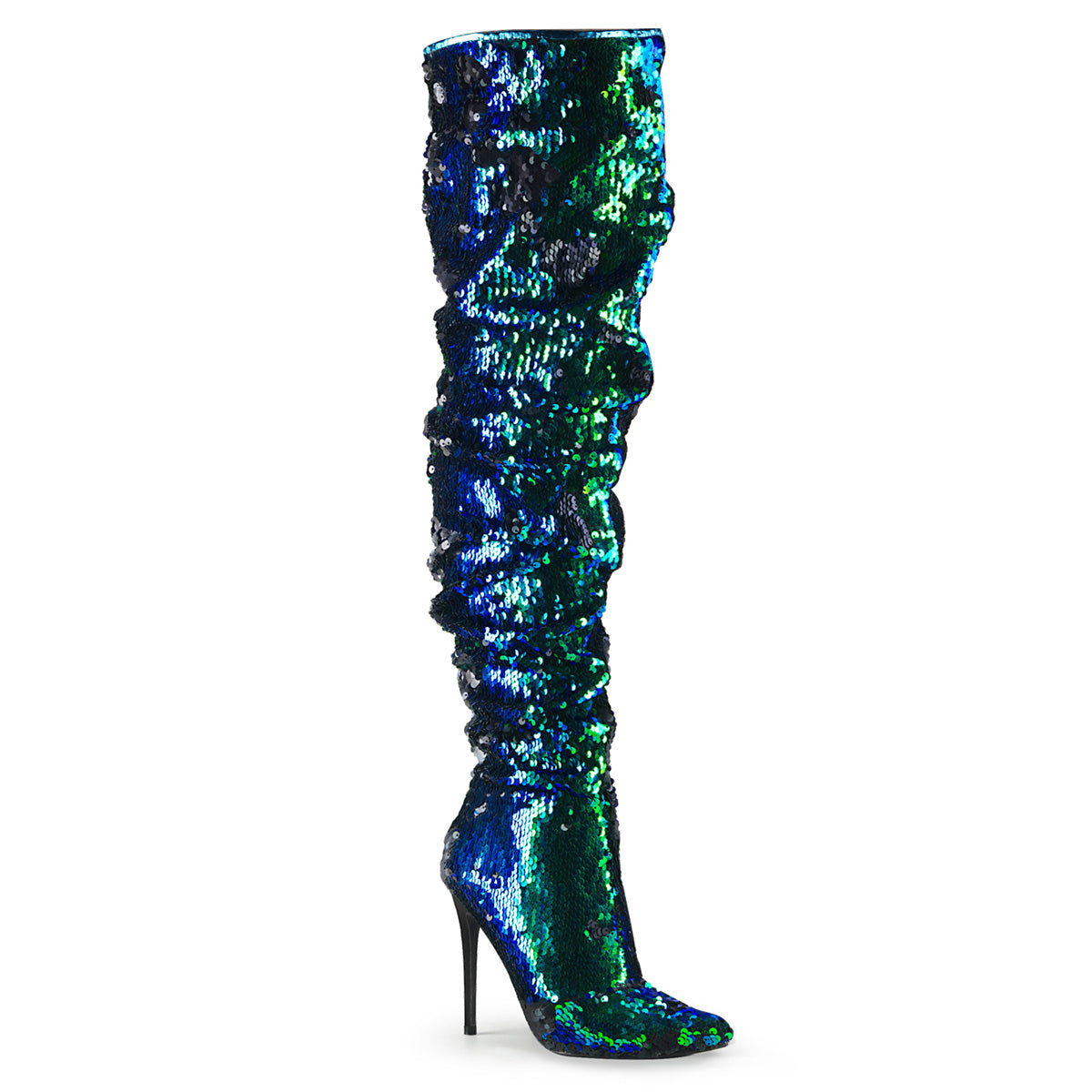 Pleasers Courtly-3011 - Green Iridescent Sequins