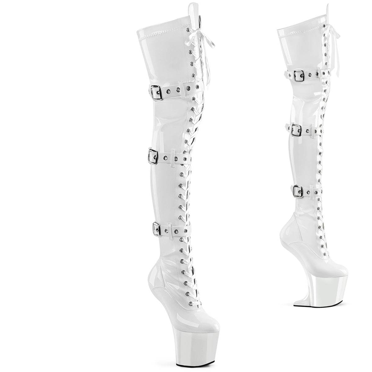 Pleasers Craze-3028 - Wht Str. Pat/Wht