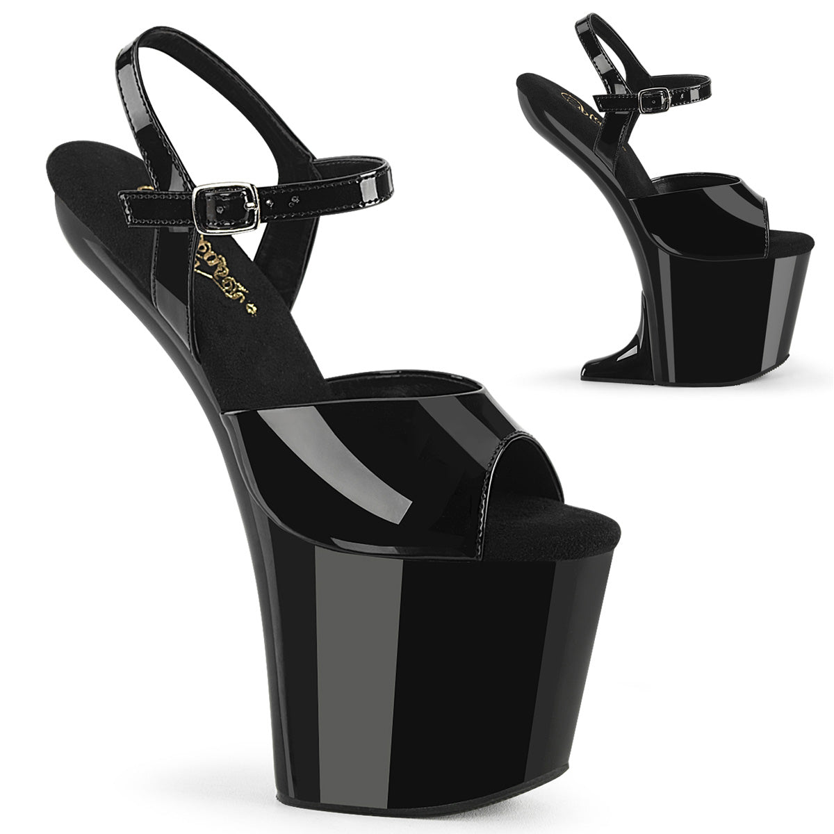 Pleasers Craze-809 - Blk Pat/Blk